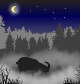 Goat In A Fog   Clipart Graphic