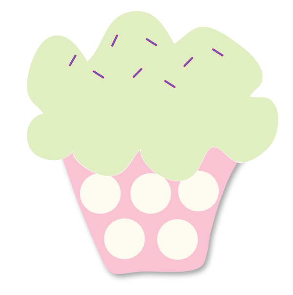 Green And Pink Polka Dot Cupcake Clipart