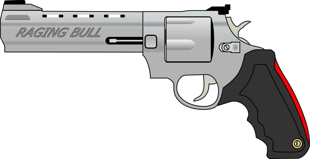 Onlinelabels Clip Art   Raging Bull   Gun