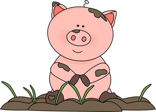 Pig In The Mud Clip Art Image   Pig Sitting In The Mud With Mud All