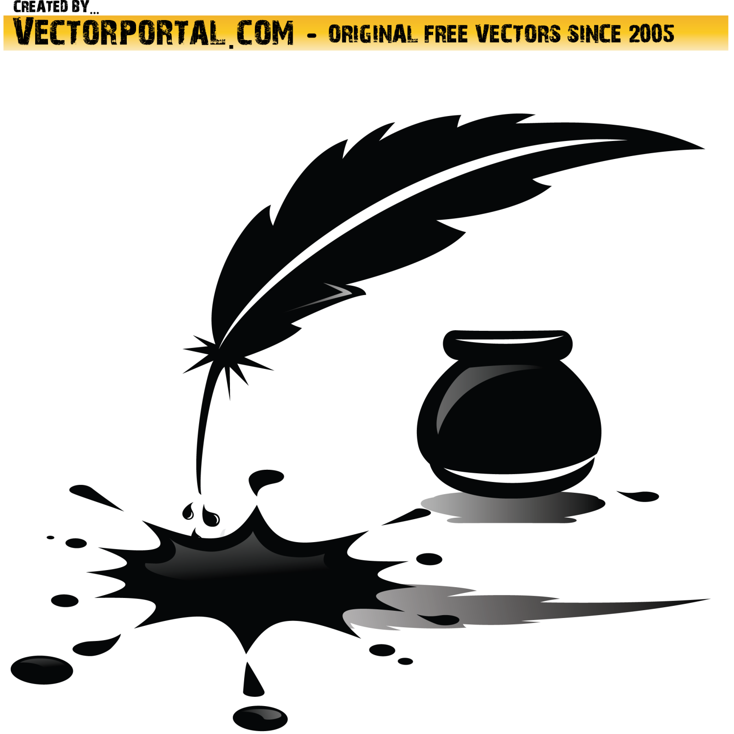 Spilled Ink And Feather Vector