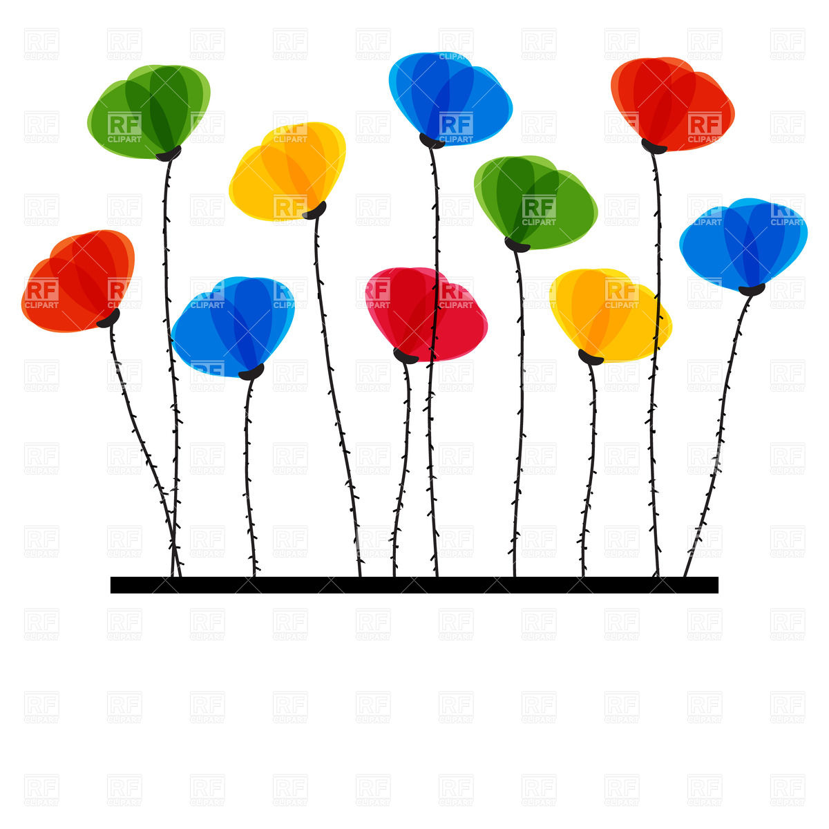 Ten Colorful Poppies Download Royalty Free Vector Clipart  Eps