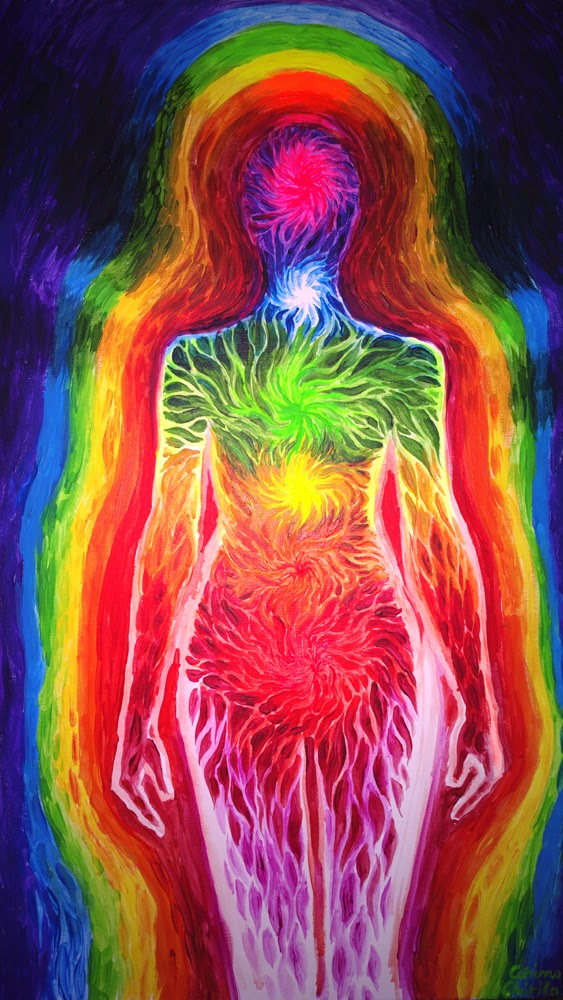 Acrylics On Canvas Painting Of The Human Chakra And Aura Yesterday