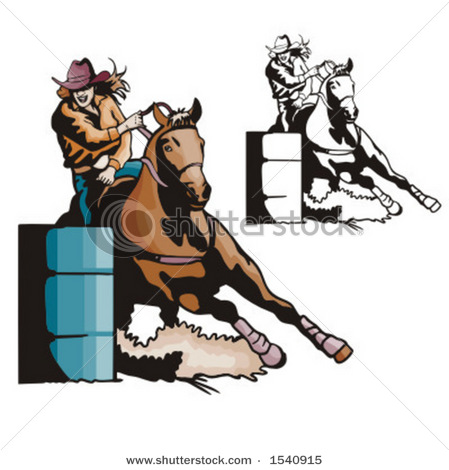 Barrel Racing Her Horse In A Rodeo Event In This Clipart Picture