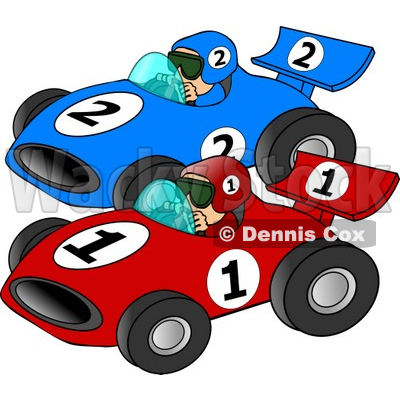 Cars Racing Each Other Down A Speedway Clipart   Dennis Cox  4274