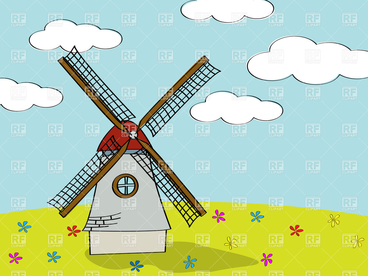 Cartoon Dutch Mill Download Royalty Free Vector Clipart  Eps