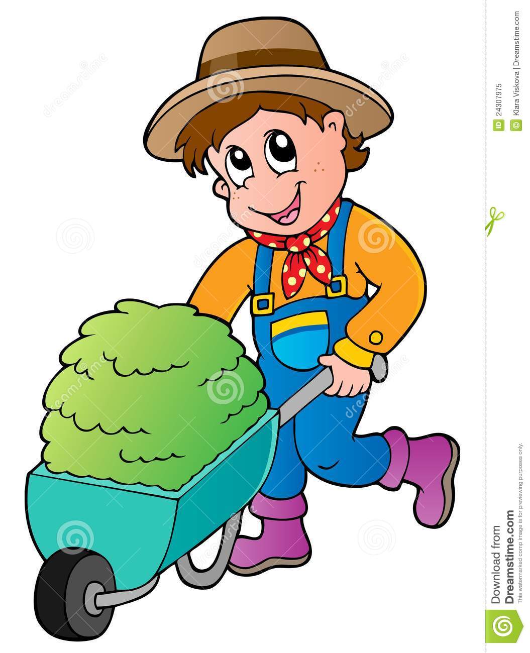 Cartoon Farmer With Small Hay Cart Royalty Free Stock Photo   Image