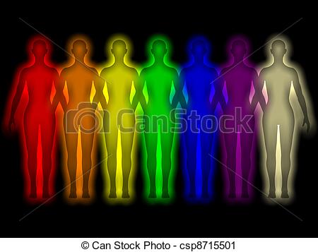 Clipart Of Colored Human Aura   Energy Body   Simple Background With