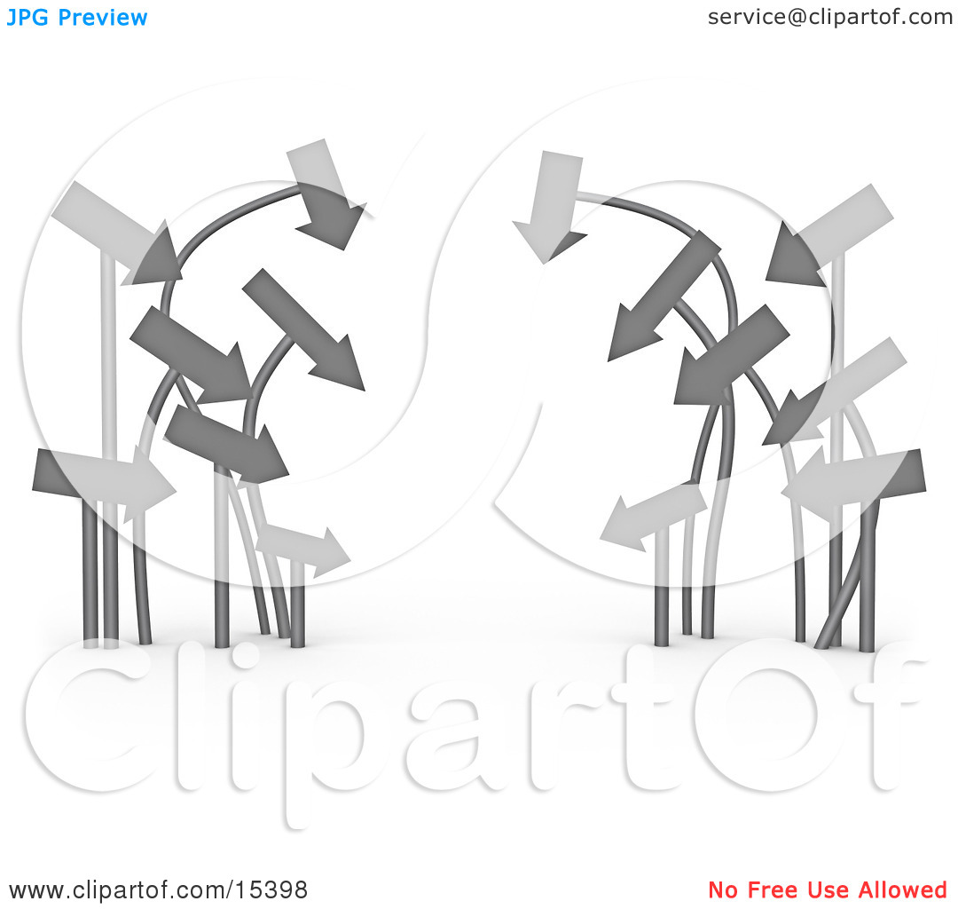 Cluster Of Arrows Leading In The Same Direction Clipart Illustration