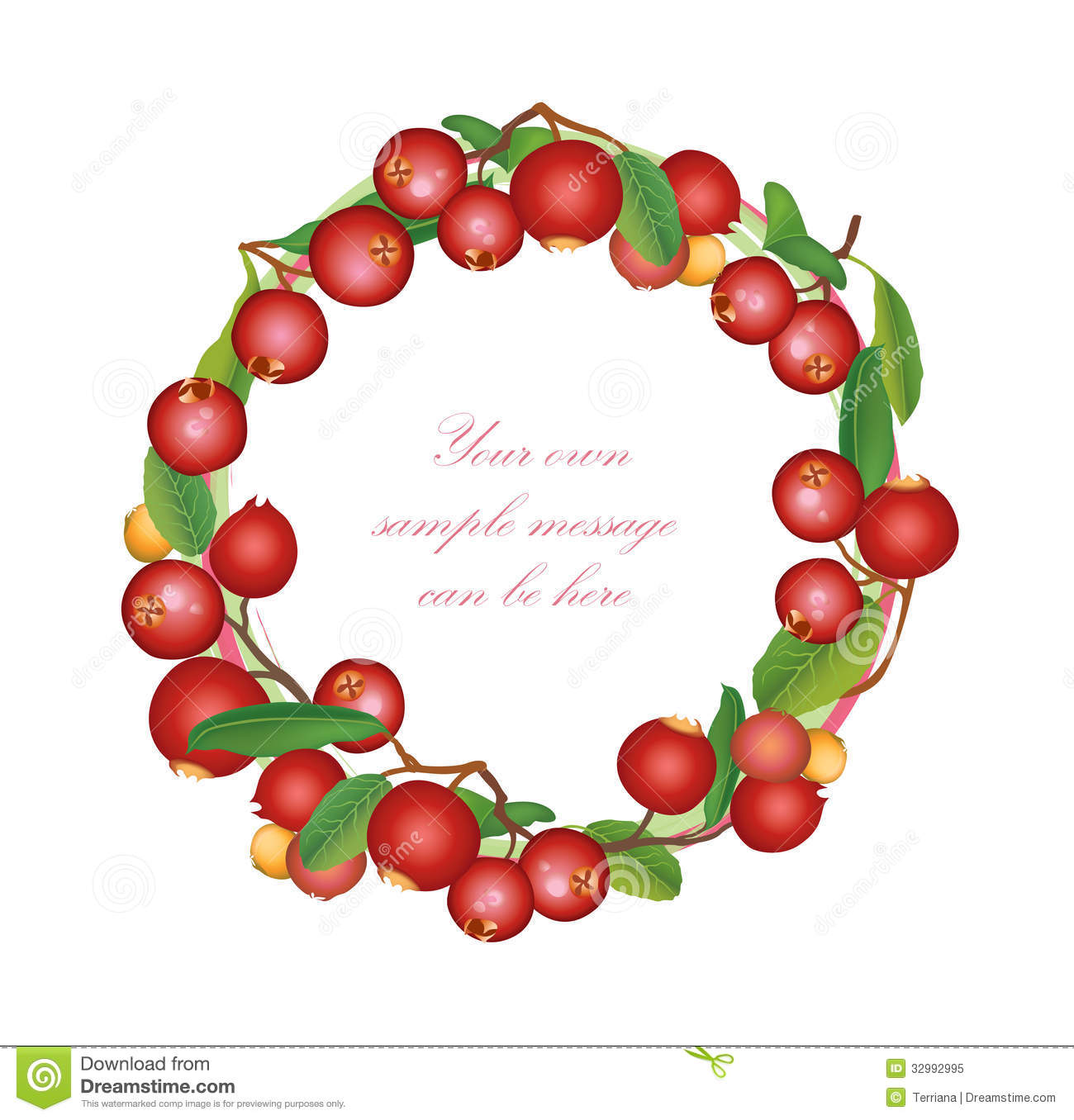 Cranberry Round Frame Isolated On White Background  Royalty Free Stock