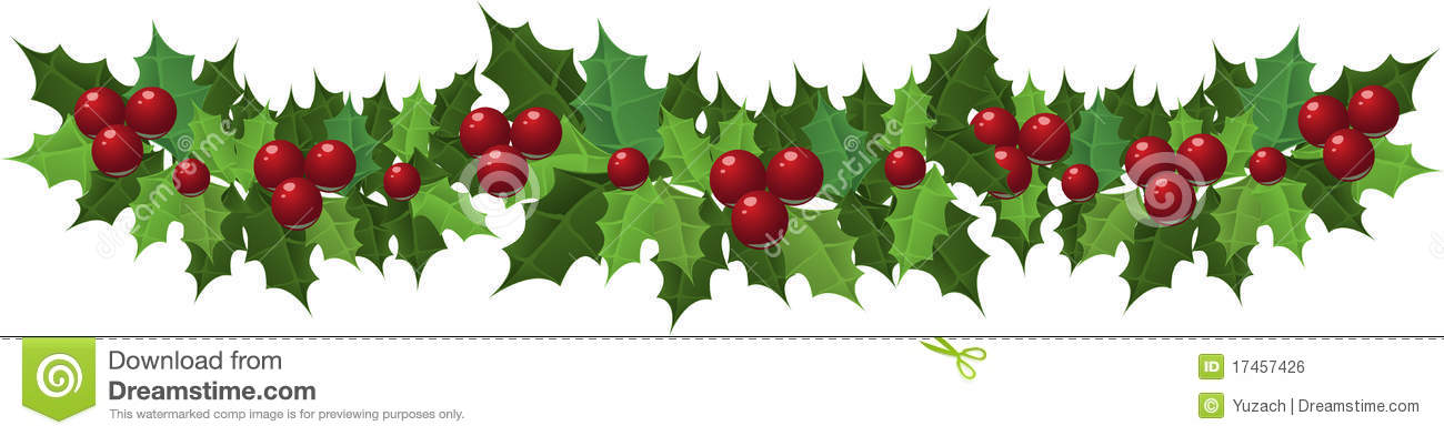 Decorative Christmas Holly Garland  May Be Used As A Design Element Or