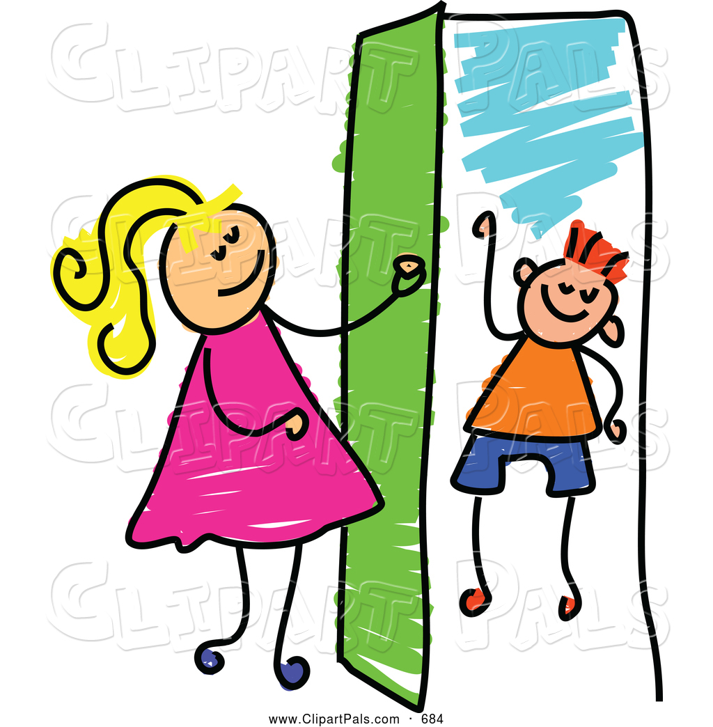 Pal Clipart Of A Cheerful Girl Opening A Door To A Boy By Prawny