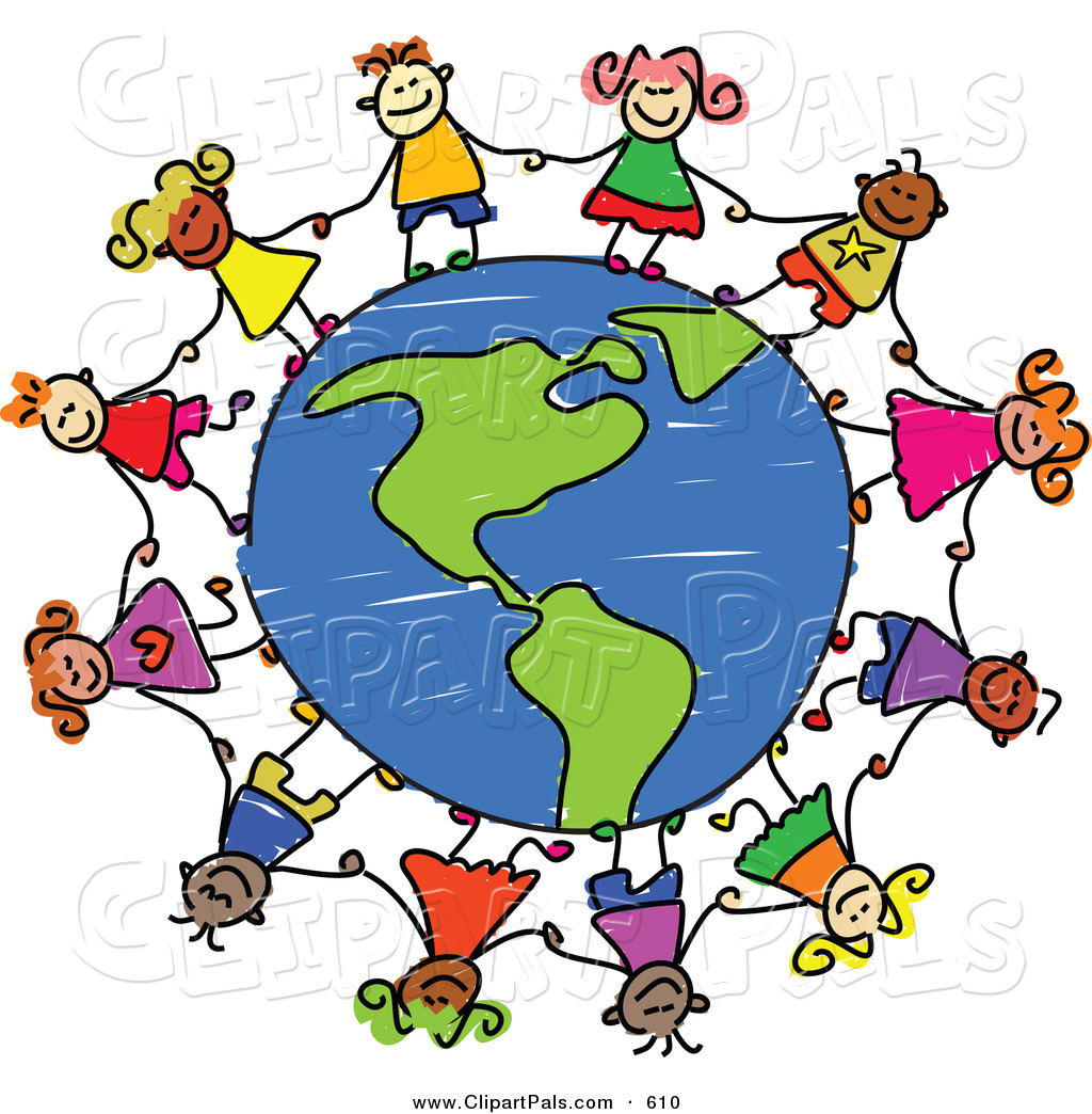 Pal Clipart Of A Childs Sketch Of Children Holding Hands Around An