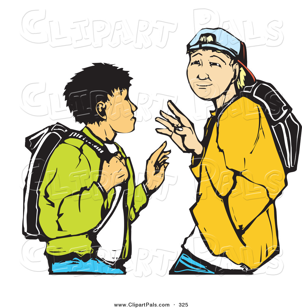 Pal Clipart Of A Pair Of High School Boys Waving While Passing Each