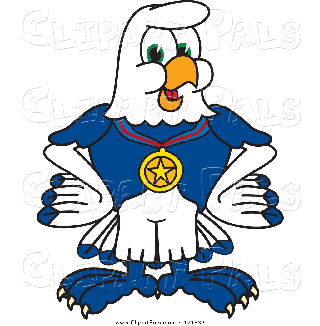 Pal Clipart Of A Seahawk Sports Mascot Wearing A Medal