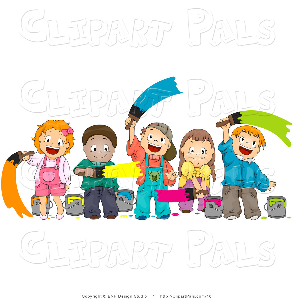 Pal Clipart Of Diverse Kids Painting By Bnp Design Studio    10