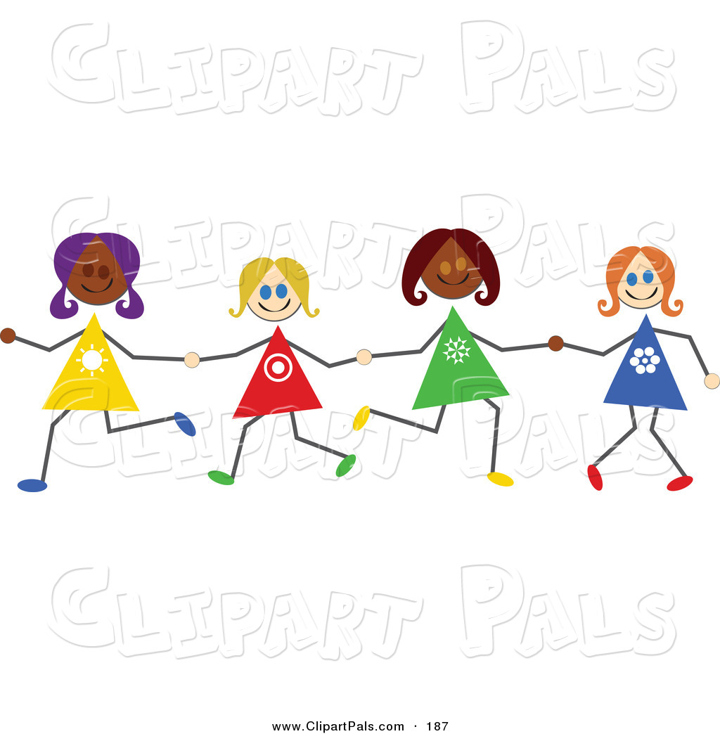 Pal Clipart Of Diverse Stick Figure Girls Holding Hands By Prawny