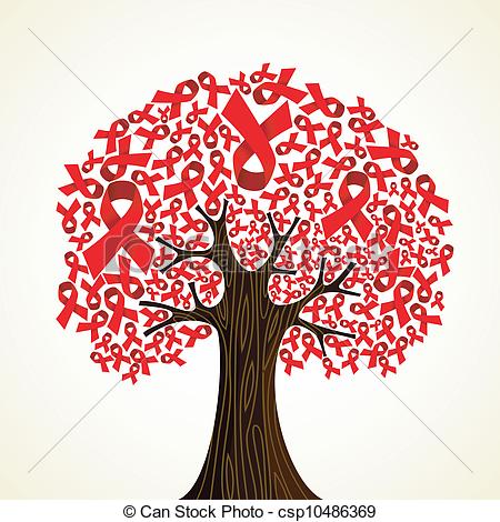 Red Aids Ribbons Concept Tree Vector    Csp10486369   Search Clipart