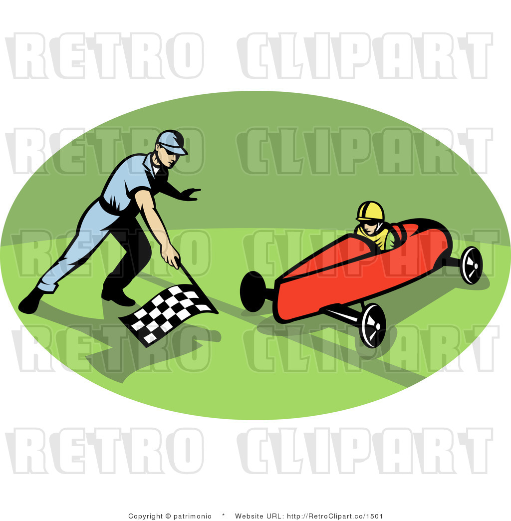 Royalty Free Retro Retro Soap Box Racer At The Starting Line By