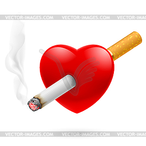 Smoking Kill Heart   Vector Clipart