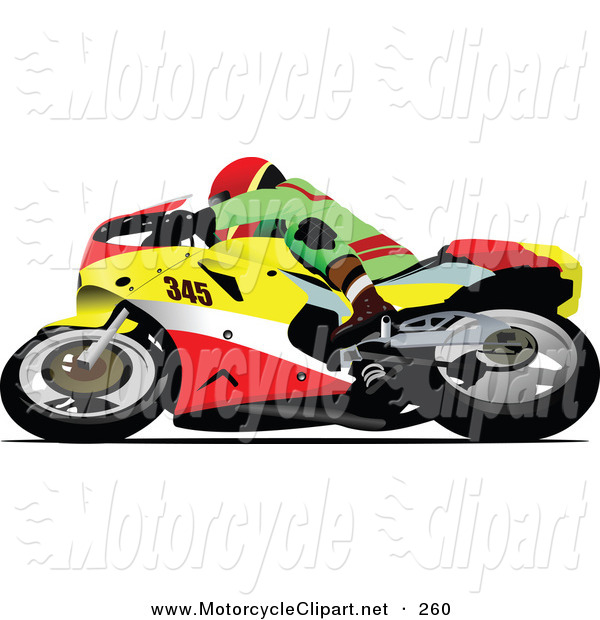 Transportation Clipart Of A Crotch Rocket Motorcycle Racer Turning By