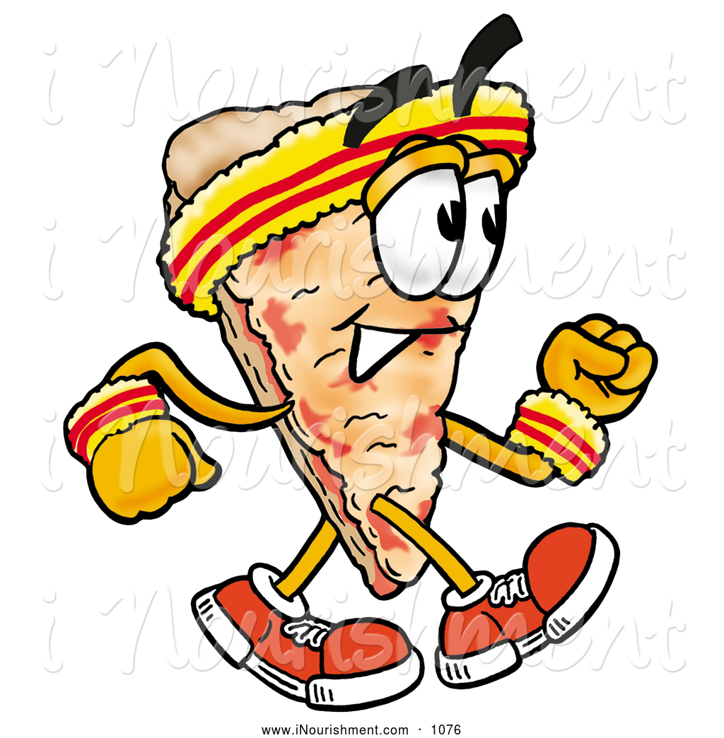 Clipart Of A Sporty Slice Of Pizza Mascot Cartoon Character Speed
