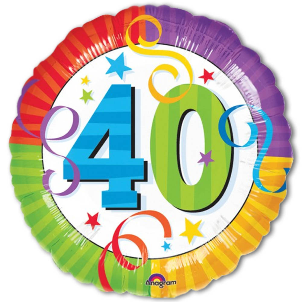 Colourful Happy 40th Birthday Round Foil Balloon   40th Birthday