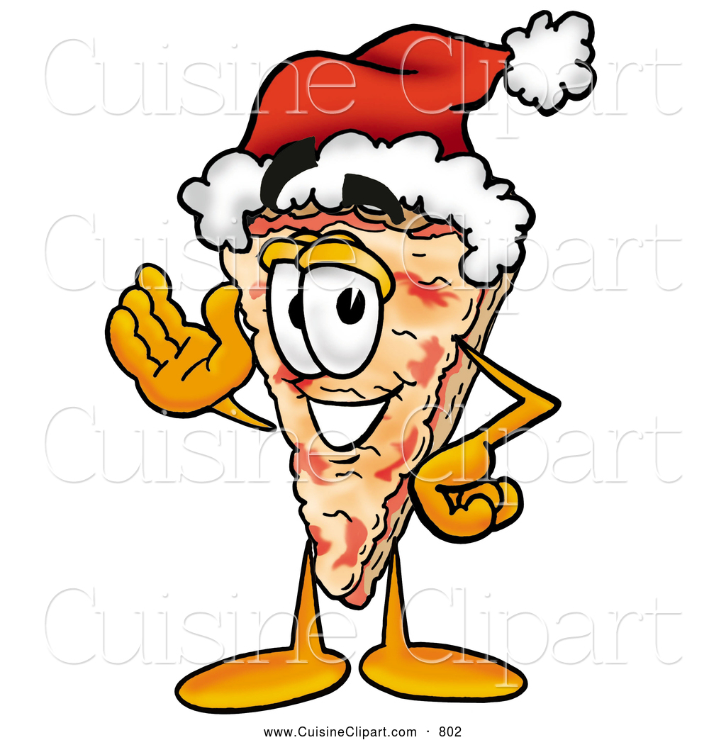 Cuisine Clipart Of A Cheerful Slice Of Pizza Mascot Cartoon Character