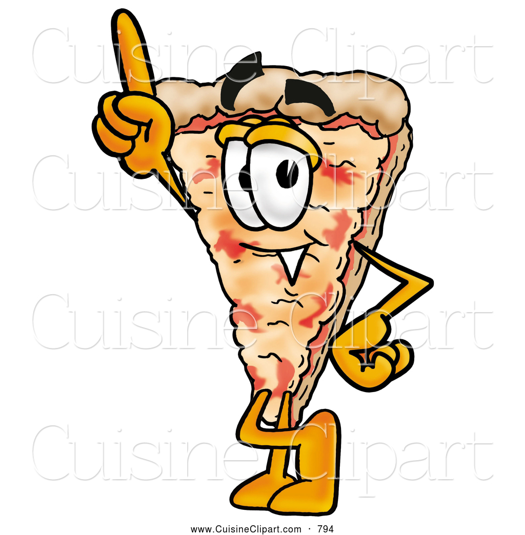 Cuisine Clipart Of A Friendly Or Outgoing Slice Of Pizza Mascot