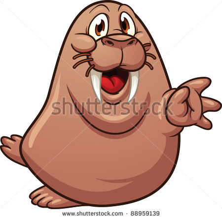 Cute Cartoon Walrus  Vector Illustration With Simple Gradients  All In