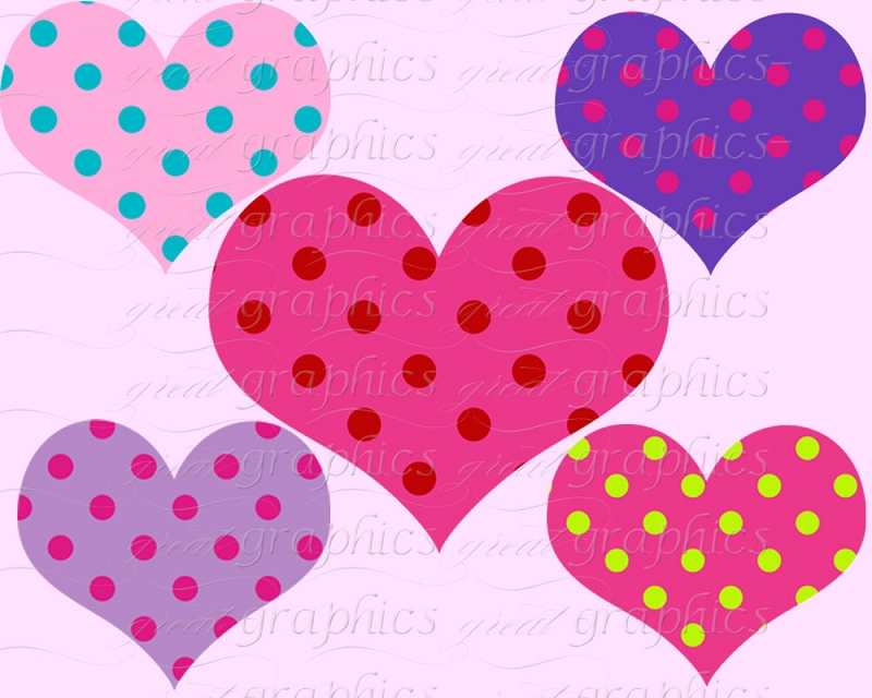 Heart Clip Art Polka Dot Heart Digital Clip Art Printable Clipart