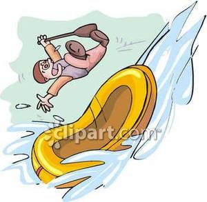 Man Being Thrown From His Raft While Whitewater Rafting Royalty Free