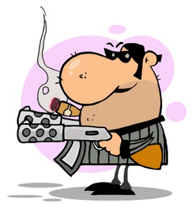 Mobster Clipart Image  A Mafia Man Holding A Machine Gun And Smoking A