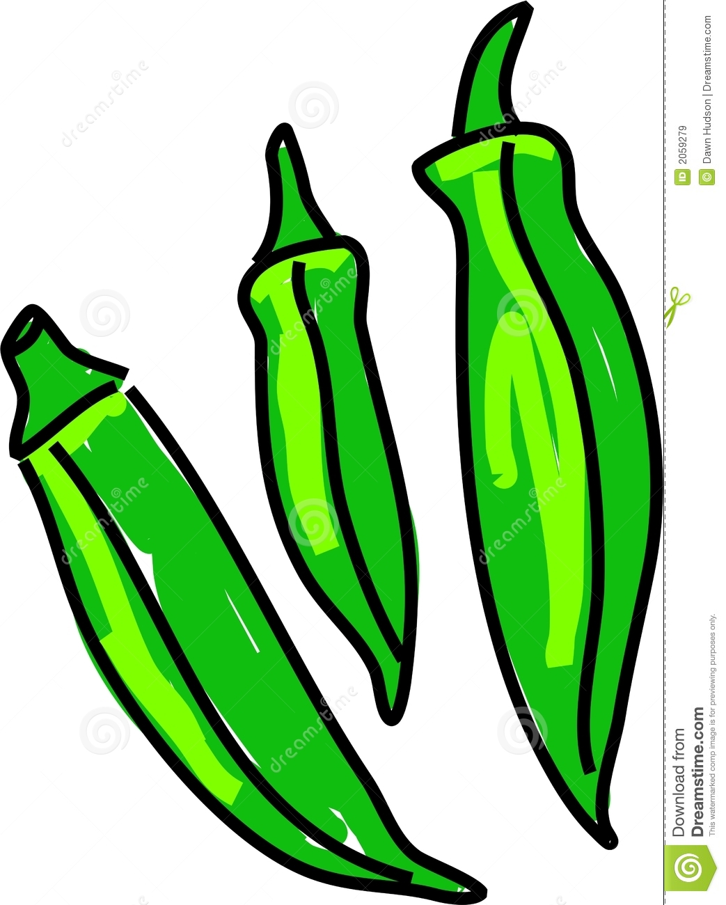 Okra Isolated On White Drawn In Toddler Art Style