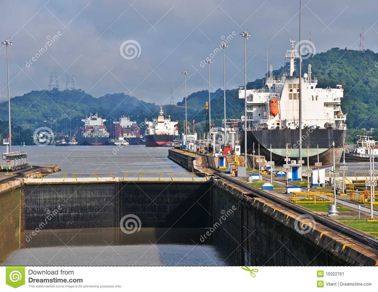 Passes Through The Panama Channel Locks Stock Image   Image  15022761