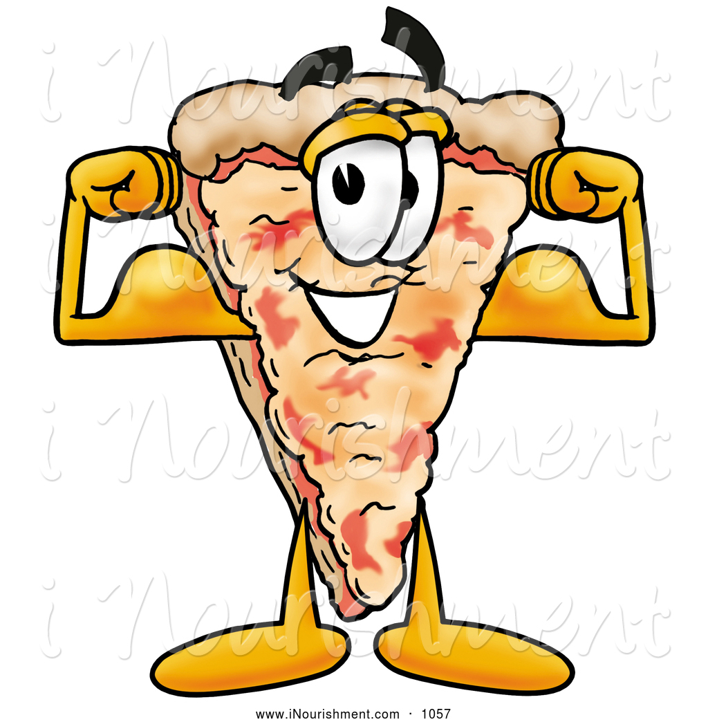 Preview  Clipart Of A Strong Slice Of Pizza Mascot Cartoon Character