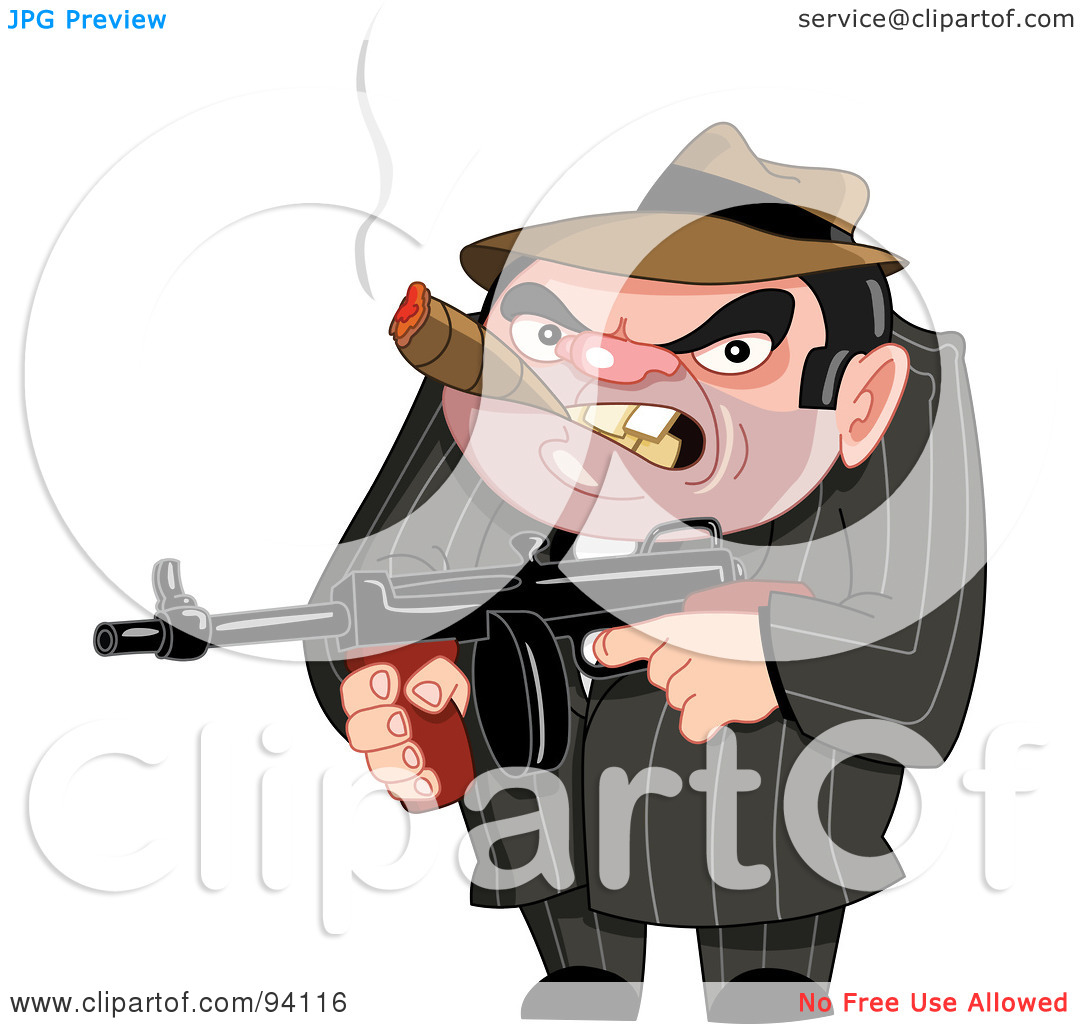Royalty Free  Rf  Clipart Illustration Of A Mean Mafia Ganster Holding