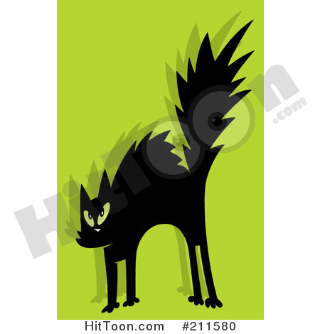 Scared Cat Clipart  211580  Scared Black Cat Over Green By Hit Toon