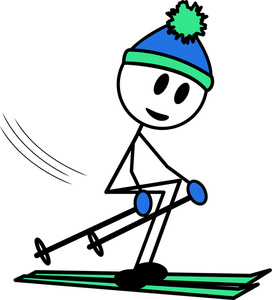 Skiing Cartoon Clipart Image   Stick Figure Person Skiing Downhill    