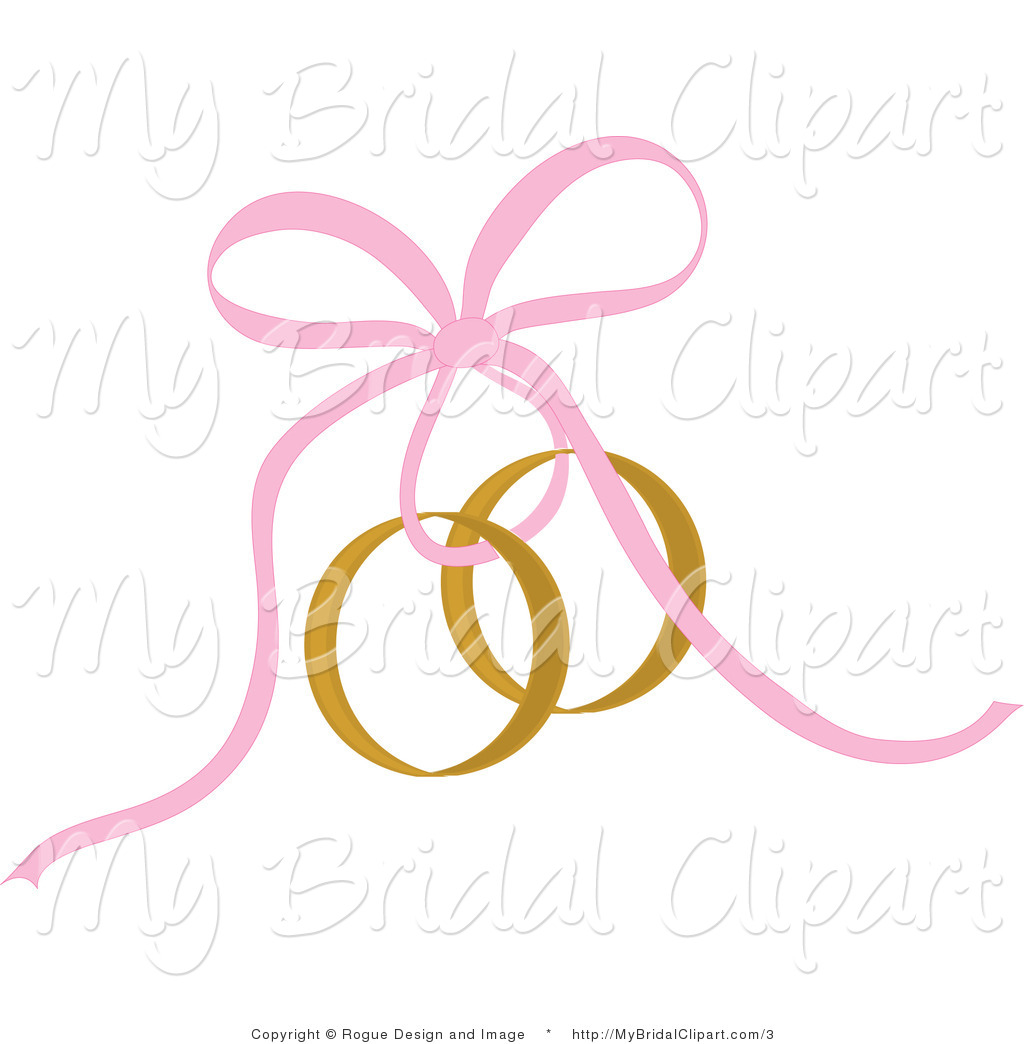 Vector Clipart Of A Pink Ribbon And Wedding Bands By Pams Clipart