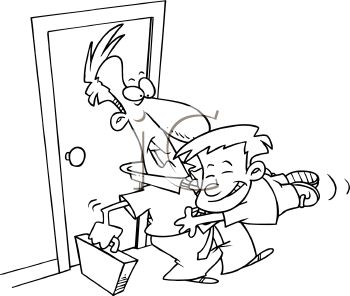 0034 Boy Happy To See His Dad Come Home From Work Clipart Image Jpg