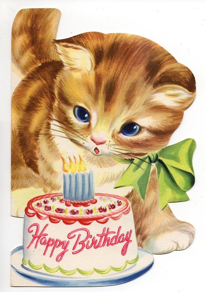 06 Vintage Birthday Greetings Cards Birthday Birthday Cat Vintage