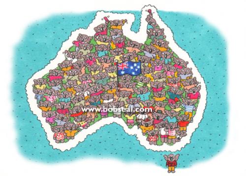 Australia Map Cartoon