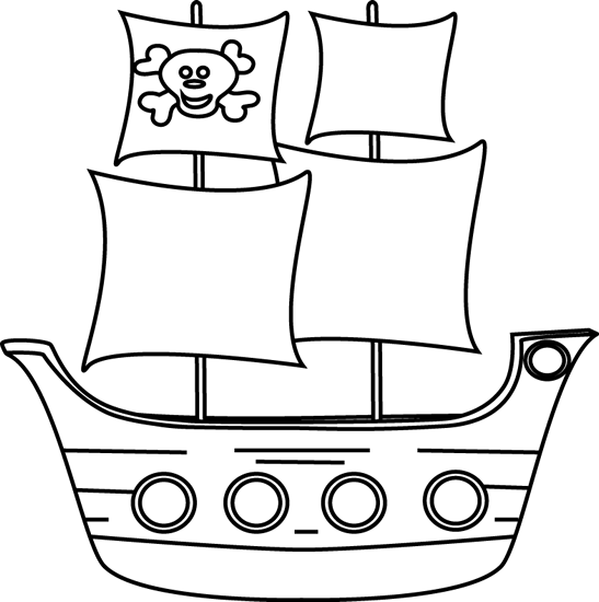 Black And White Pirate Ship Clip Art   Black And White Pirate Ship