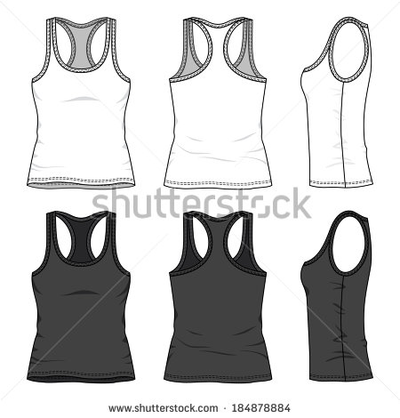 Blank Women S Tank Top In Front Back And Side Views  Vector
