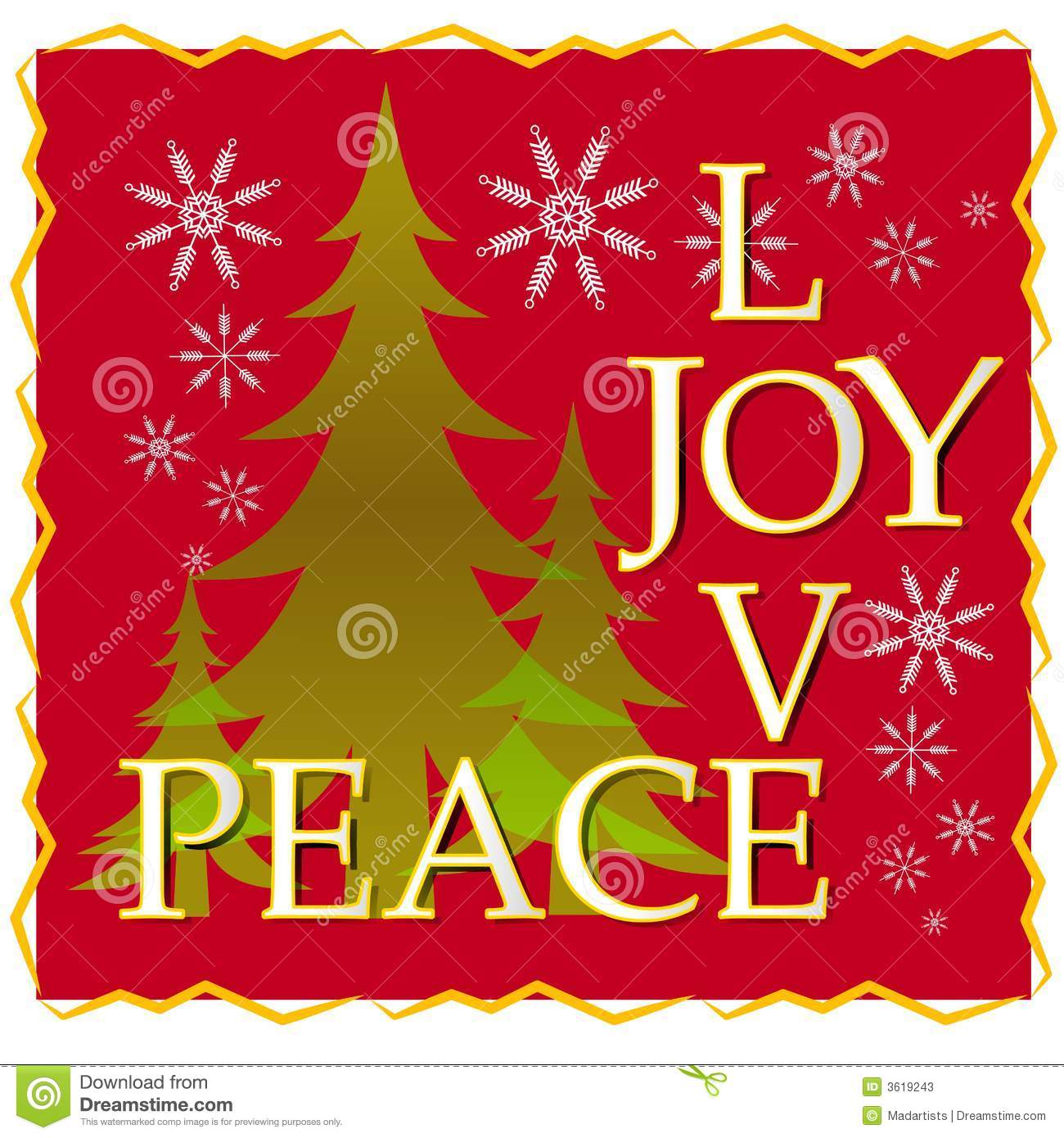 Clip Art Illustration Of The Words  Love Joy And Peace  Integrated