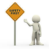 Clipart Of 3d Man With Safety First Sign Board K15309051   Search Clip    