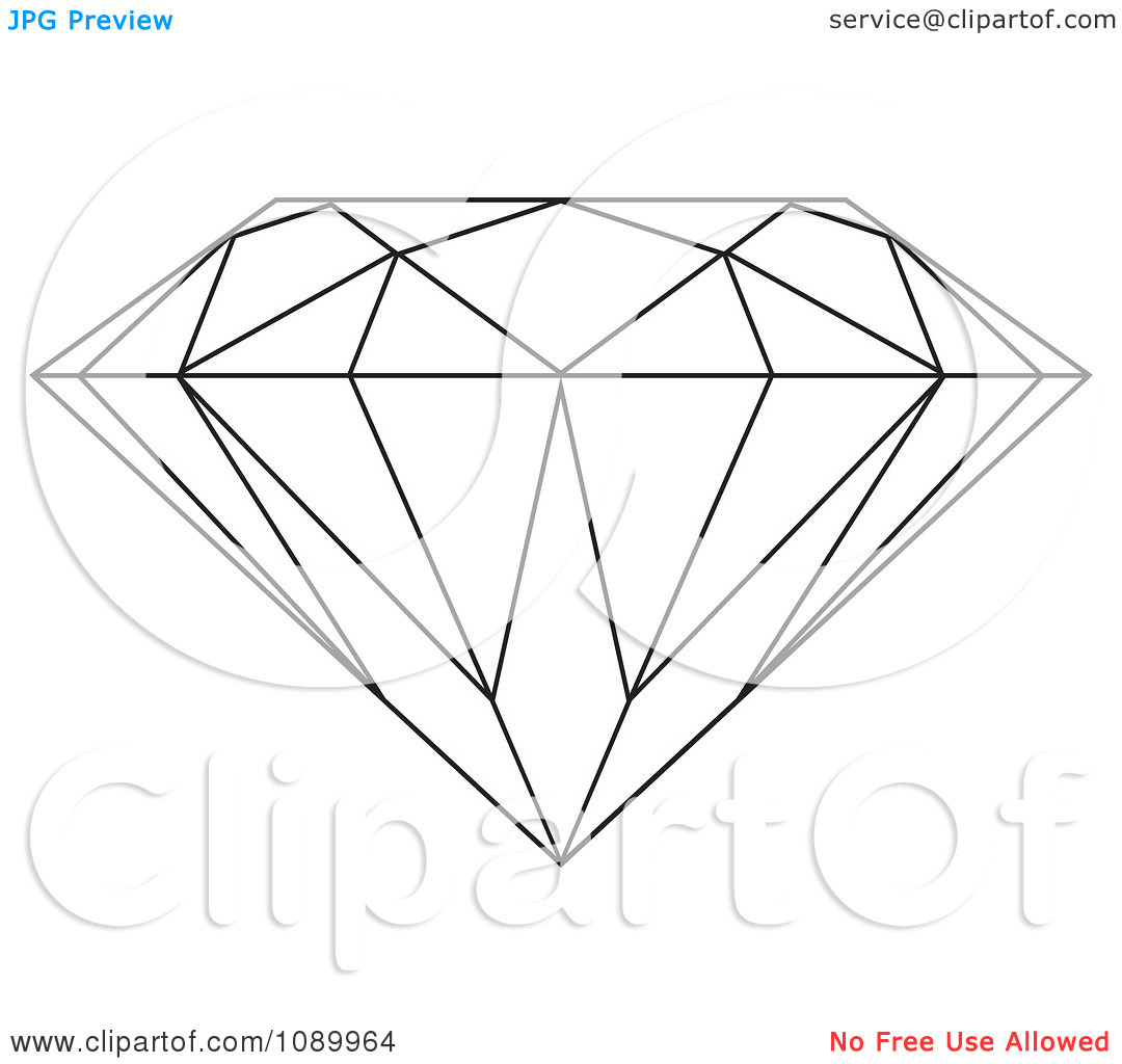Clipart Outlined Diamond   Royalty Free Vector Illustration By