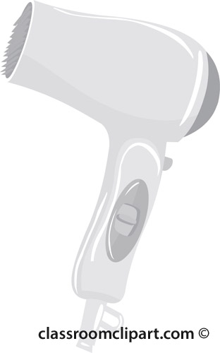 Gray And White Clipart  Hair Dryer Gray 717ra   Classroom Clipart