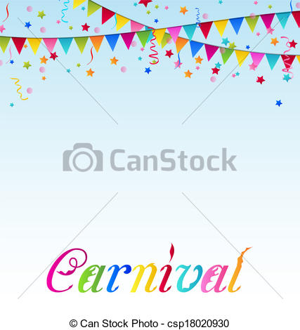 Illustration Carnival Background With Flags Confetti Text   Vector